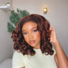Luxury Reddish Brown Bouncy Curls 13x4 Lace Wig With 4C Kinky Edges