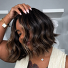 Wavy Human Hair Wig Natural Black with Blonde Highlights 5x5 Lace Closure