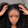 Natural Black Curly Lace Front Human Hair Wig with Realistic Hairline