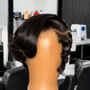 2-in-1 Style Full Lace C-Part Short Finger Wave Pixie Wig For Daily Wear