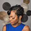 Retro Glam Curly Pixie 13x6 Lace Frontal Wig with Sculpted Side Sweep