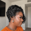 Wet Look Side-Swept Curly Pixie 13×6 Half Lace Wig with Drawstring