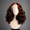 Natural Looking Wavy Wig Medium Length Dark Brown Copper Lace Closure Wig