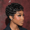 Vintage Glam Full Lace Short Finger Wave Pixie Cut Wig with Side Part