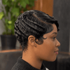 Retro Finger Wave Pixie Cut 5×5 Right-Side Part Closure Wig with Pin Curls
