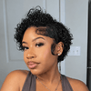 Trendy Full Lace Short Pixie Cut Curly Human Hair Wigs with Baby Hair