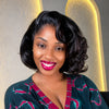 Natural Black M-Shaped Hairline Wavy Bob Wig