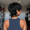 Natural Black Chic Curly Pixie Mullet Wig Layered Hair for Everyday Wear