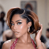 Natural Black to Chestnut Ombre Layered Bob 13x4 Lace Frontal Wig Human Hair