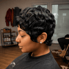 Beginner Friendly Natural Black 90s Bixie Short Hair Wavy Wig