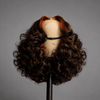Natural Looking Wavy Wig Medium Length Dark Brown Copper Lace Closure Wig