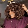 Put On ＆ Go Brown Layered Bouncy Curly Bangs Wig
