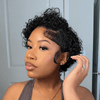 Trendy Full Lace Short Pixie Cut Curly Human Hair Wigs with Baby Hair