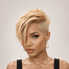 Modern Style Full Lace Shaved Side Pixie Wig with Long Bangs