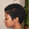 Vintage Full Lace Short Bouncy 3B Curly Pixie Wig With Side Part