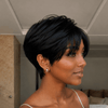 Textured Layered Cut 5×5 Lace Short Pixie Wig with Wispy Bangs