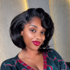 Natural Black M-Shaped Hairline Wavy Bob Wig
