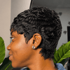 Natural Black Full Lace Short Textured Pixie Cut Wig For Daily Styling