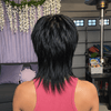 Glueless Full Lace Retro Wolf Shaggy Curly Pixie Wig With Choppy Bangs