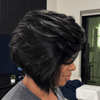 Elegant Short Layered Wavy Bob 13x4 Lace Front Wig with Side-Swept Bangs