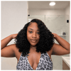 Natural Black Curly Wig Bob 5x5 Lace Closure Human Hair Blend