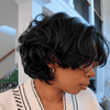 Natural Black 7x5 Lace Layered Short Curly Bob Wig