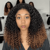 Ombre Black to Chestnut Curly Bob 7x5 Lace Frontal Wig Soft Natural Curls 4C Kinky Edges Human Hair
