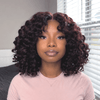 Shiny Burgundy Mixed Black Curly Bob 7x5 Lace Front Wig