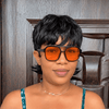 Chic Retro Full Lace Black & Brown Shaggy Wolfcut Pixie Cut Wig with Bangs