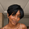 Textured Layered Cut 5×5 Lace Short Pixie Wig with Wispy Bangs