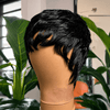 Natural Black Full Lace Short Textured Pixie Cut Wig For Daily Styling