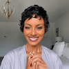 Beginner Friendly Natural Black 90s Bixie Short Hair Wavy Wig