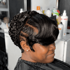 2-in-1 Style Full Lace C-Part Short Finger Wave Pixie Wig For Daily Wear