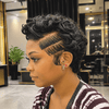Saloon Look Full Lace Side Part Short Curly Pixie Wig With Laid Edges