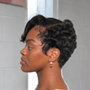 Retro Glam Curly Pixie 13x6 Lace Frontal Wig with Sculpted Side Sweep