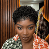 Beginner-friendly Black & Burgundy Short Curly Pixie Wig