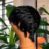 Natural Black Full Lace Short Textured Pixie Cut Wig For Daily Styling