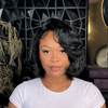 90s-Inspired Kinky Straight Feathered Bob Half Wig with Side-Swept Bangs