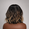 Wavy Human Hair Wig Natural Black with Blonde Highlights 5x5 Lace Closure
