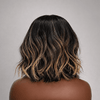 Wavy Human Hair Wig Natural Black with Blonde Highlights 5x5 Lace Closure