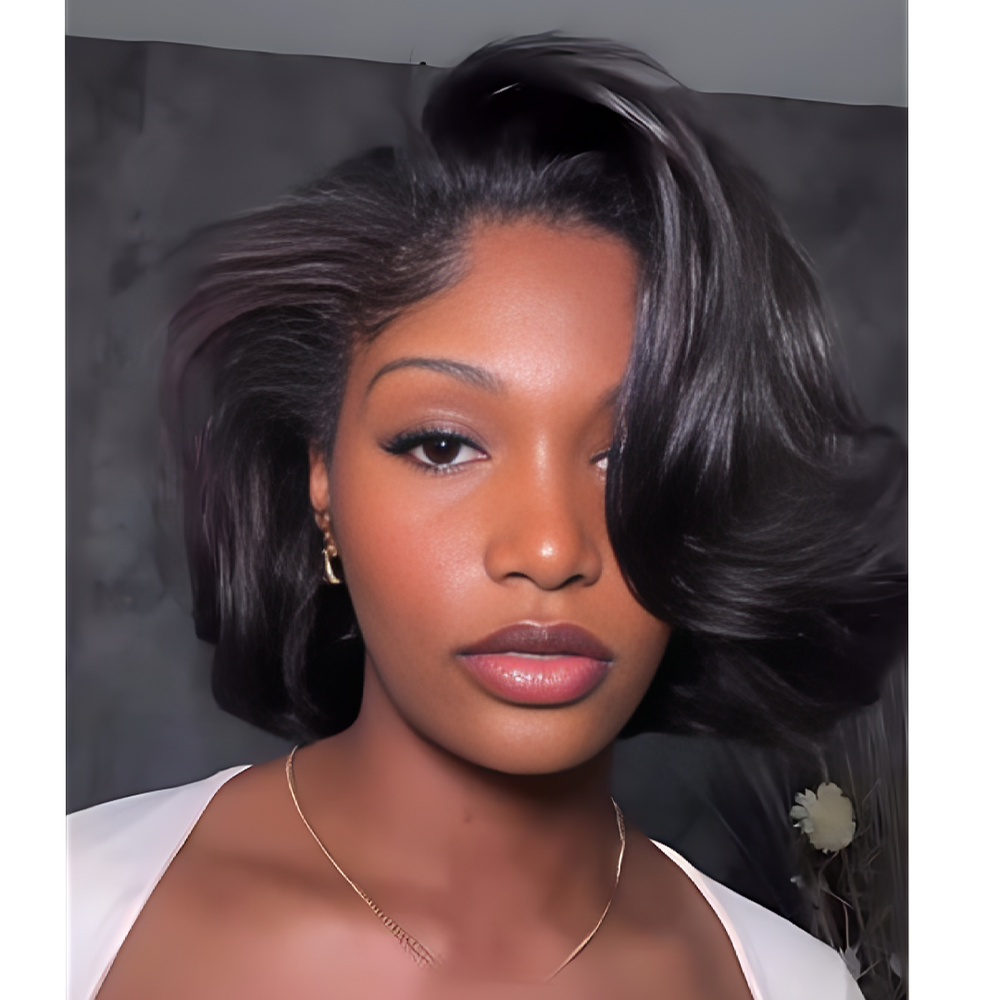 13x4 Lace Front Layered Cut Blowout Wave Bob Wig