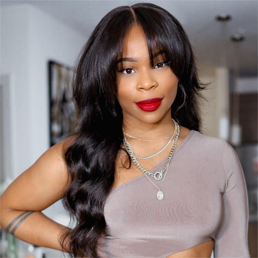 Face-Framing Layered Body Wave 13x4 Frontal Lace Wig With Curtain Bangs