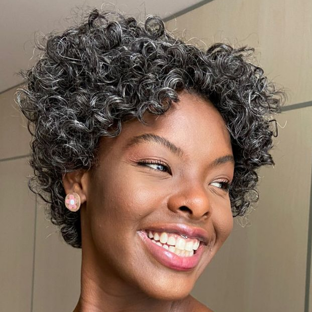 Put On & Go Salt And Pepper Layered Pixie Curly Wig