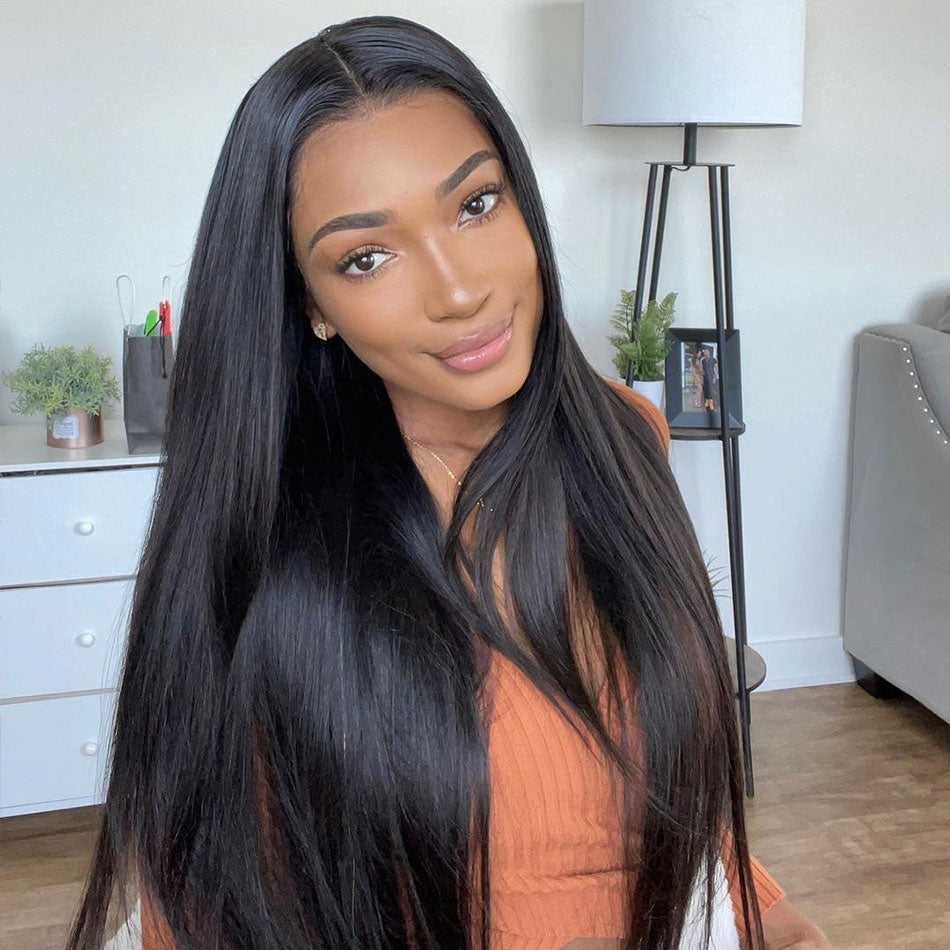 Natural Black Silky Straight 13x4 Lace Front Wig