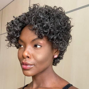 Put On & Go Salt And Pepper Layered Pixie Curly Wig