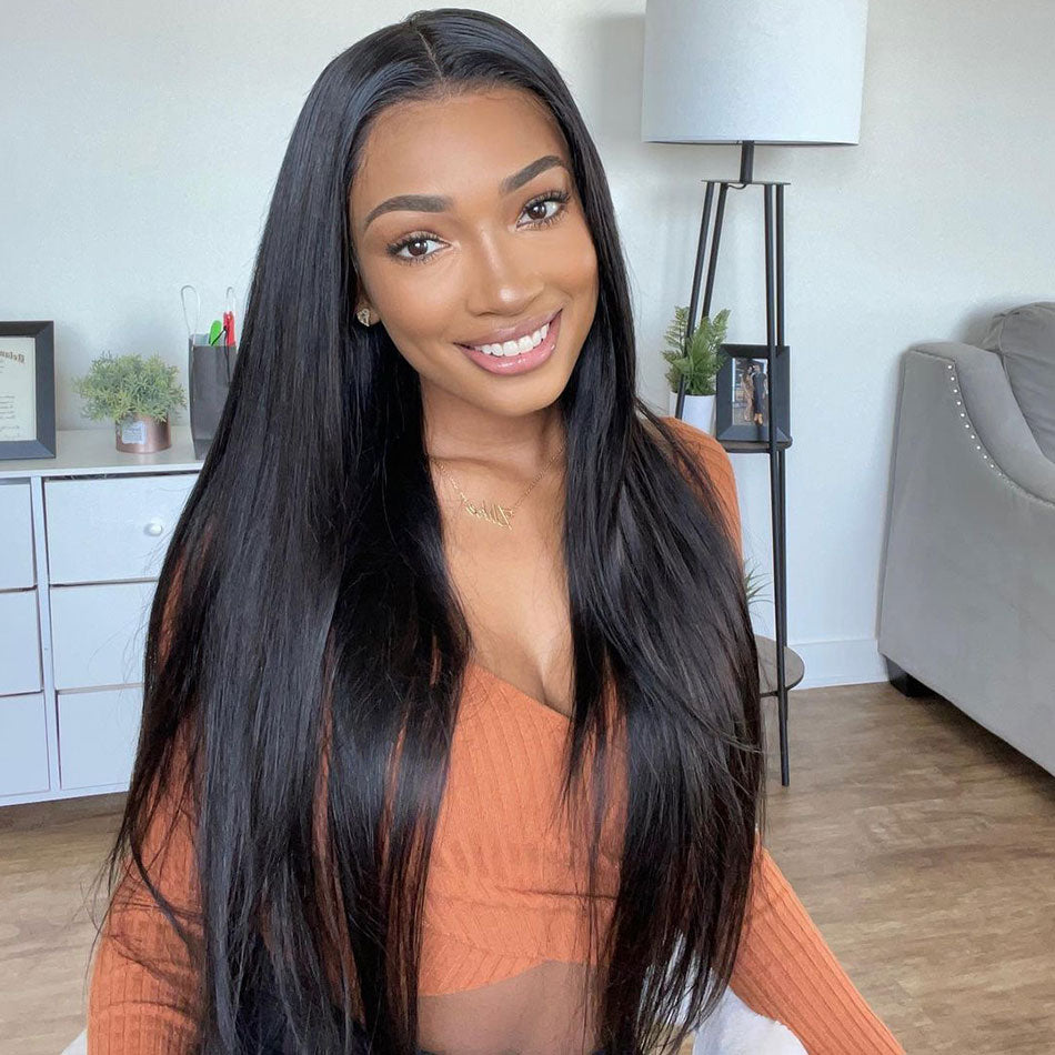 Natural Black Silky Straight 13x4 Lace Front Wig