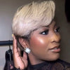 Platinum With Ombre Dark Roots Pixie Cut Side-parted 13x4 Lace Wig