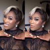 Platinum With Ombre Dark Roots Pixie Cut Side-parted 13x4 Lace Wig