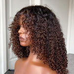 Glueless Ombre Chocolate Brown Curly 5x5 Lace Closure Wig