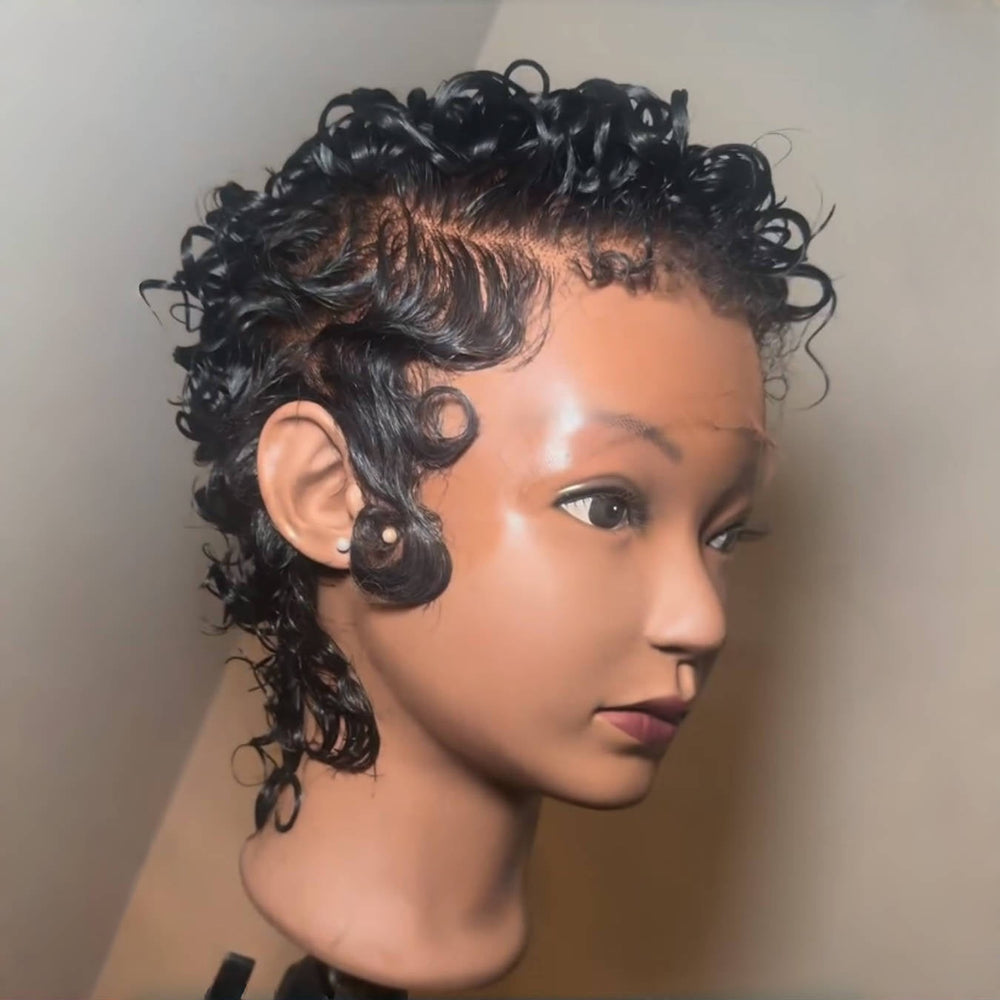 Full Lace Wave Curls Short Pixie Cut Wig